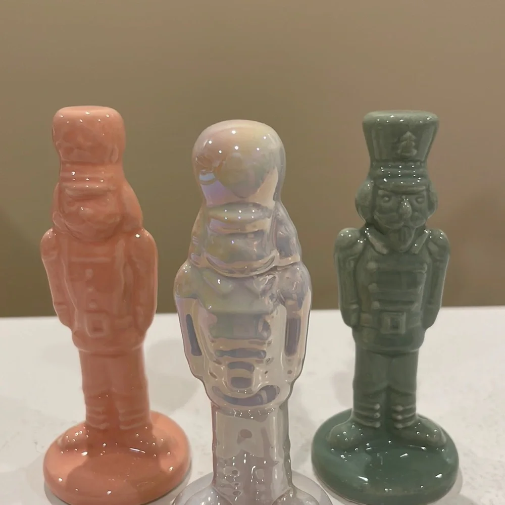 New Target Bullseye Playground Set of 3 MINI White Pink & Green Nutcrackers